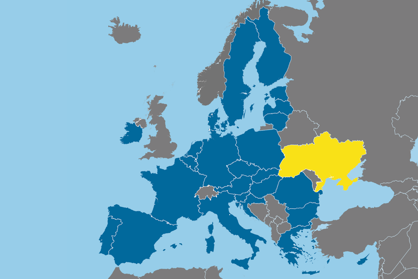 Kaart van de EU en Oekraïne