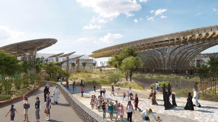 Schets centrale paviljoen op Dubai Expo 2020