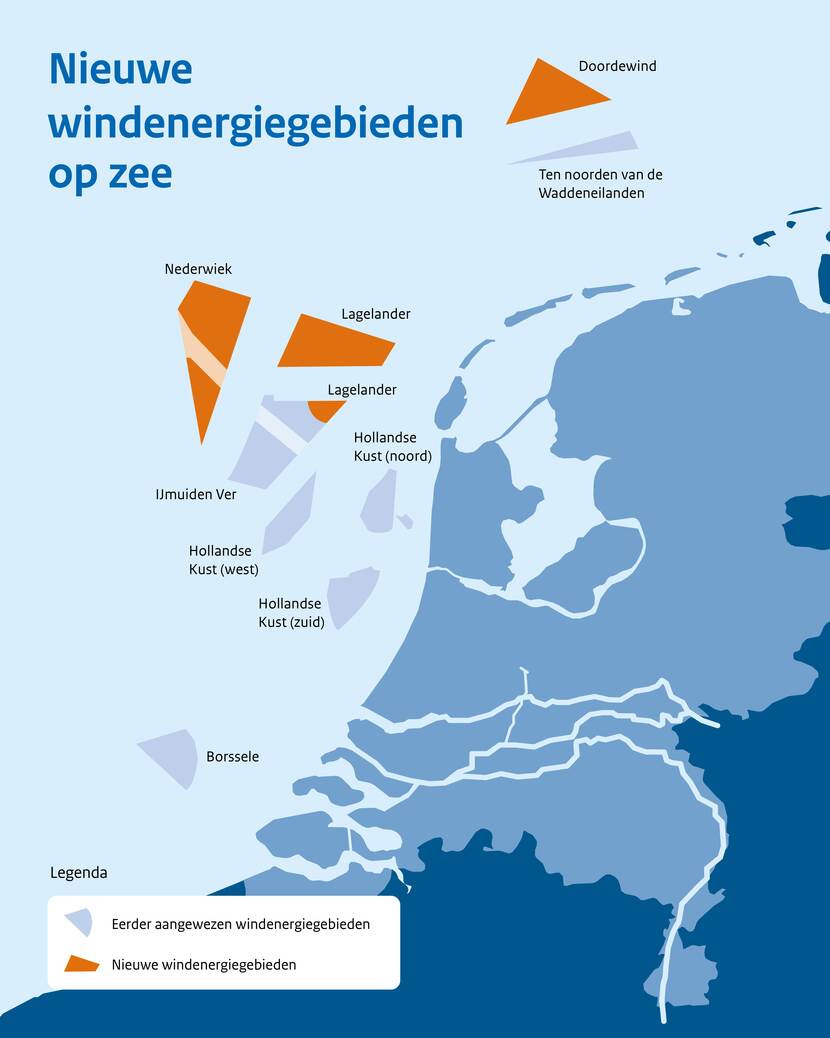 Nieuwe windenergiegebieden op de Noordzee