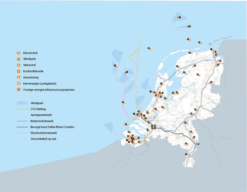 Overzichtkaart met energieprojecten in Nederland