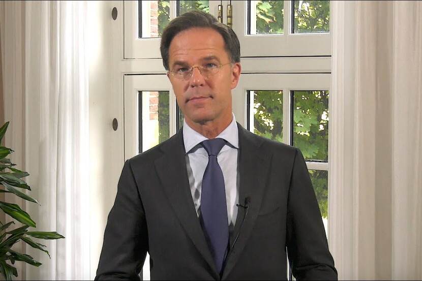 Mark Rutte spreekt via een videoboodschap de Algemene Vergadering van de Verenigde Naties toe