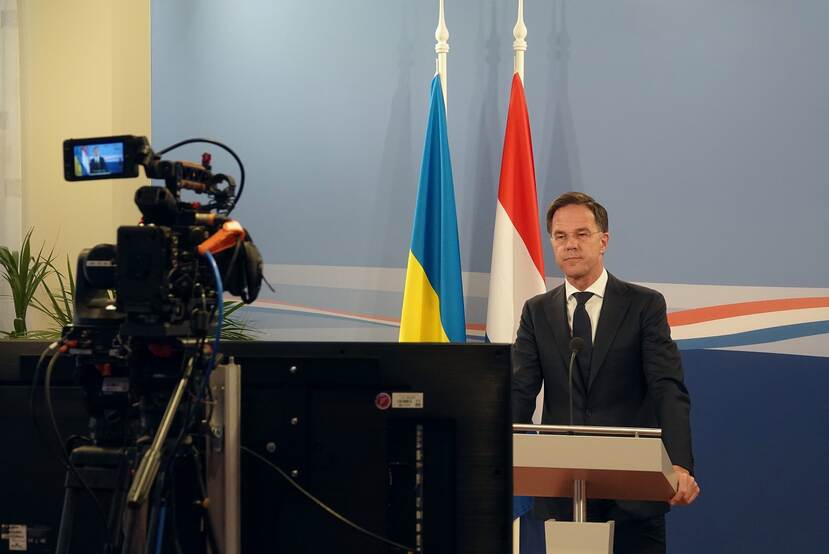 Minister-president Mark Rutte spreekt het Oekraïense parlement toe
