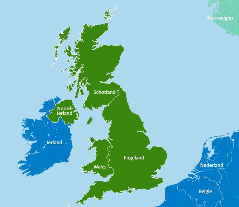 Kaart van de landen van het Verenigd Koninkrijk