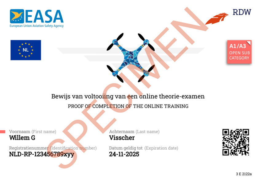 Drone vliegbewijs A1-A3