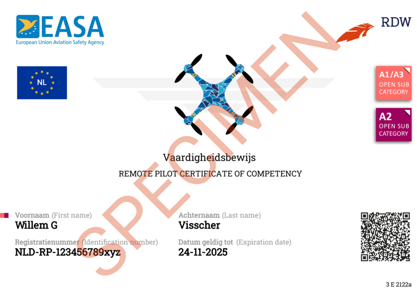 Drone vliegbewijs A2.