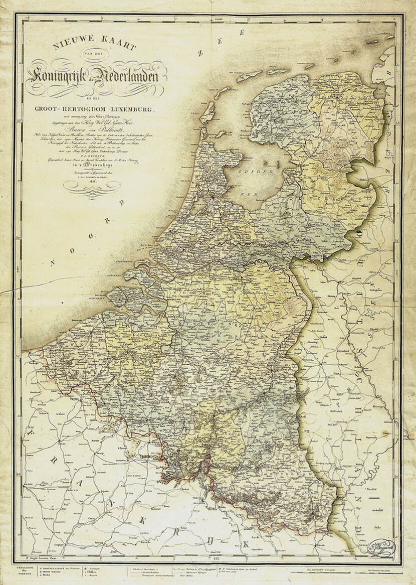 Kaart Koninkrijk der Nederlanden en Groothertogdom Luxemburg, 1816
